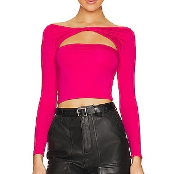 SER.O.YA Pink Long Sleeve Crop Blouse - Picture 3 of 3